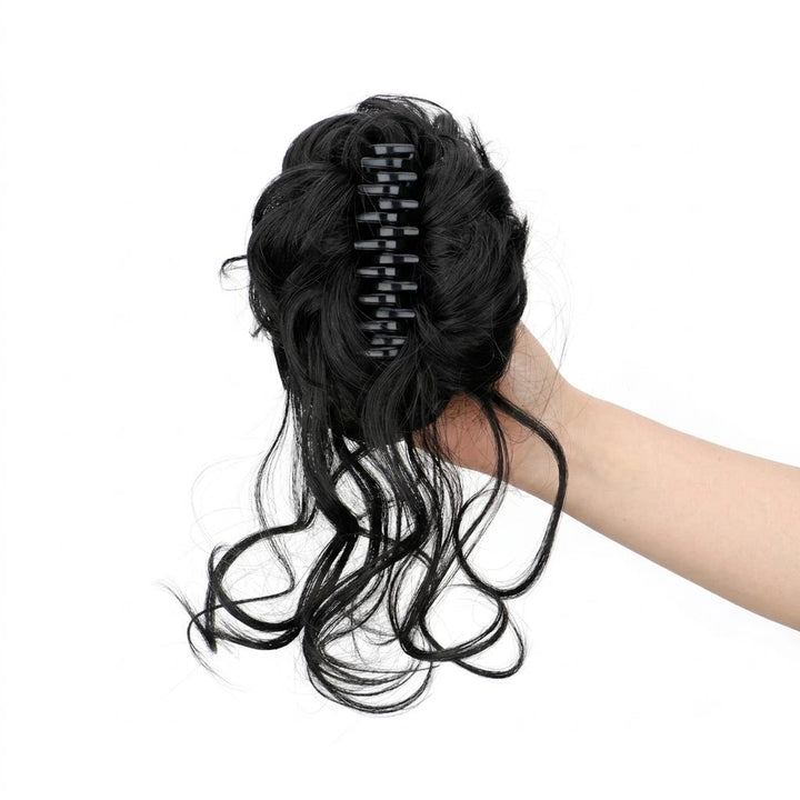 Messy Bun Hair Piece | Curly Synthetic Clip-In Hair Bun | Easy Tousled Updo