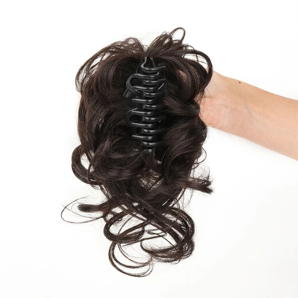 Messy Bun Hair Piece | Curly Synthetic Clip-In Hair Bun | Easy Tousled Updo
