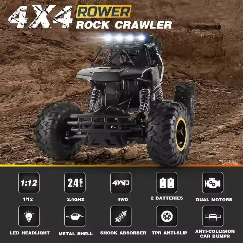 RC Rock Crawler | Remote Control Rock Crawler RC Car | 4WD Off-Road Climbing Vehicle for Outdoor Adventure & All-Terrain Driving