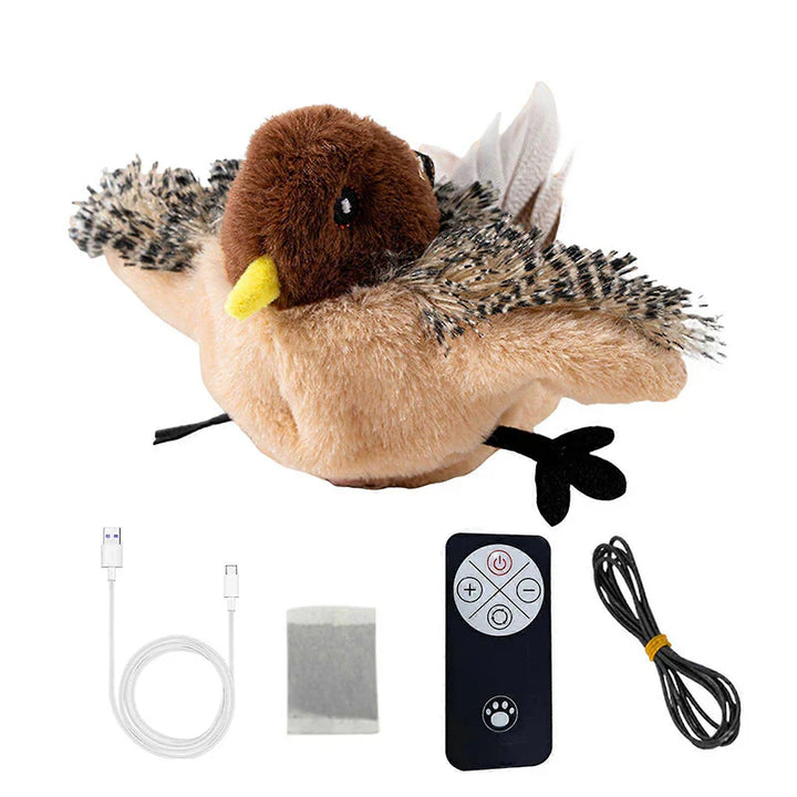 Interactive Electric Chirping Bird Cat Toy with Feather & Catnip